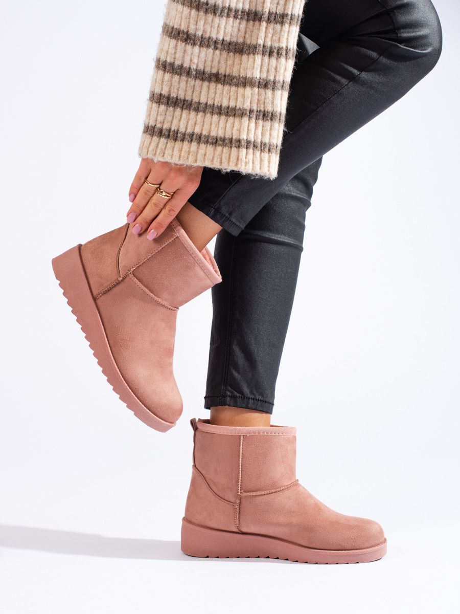 Women's pink ankle snow boots