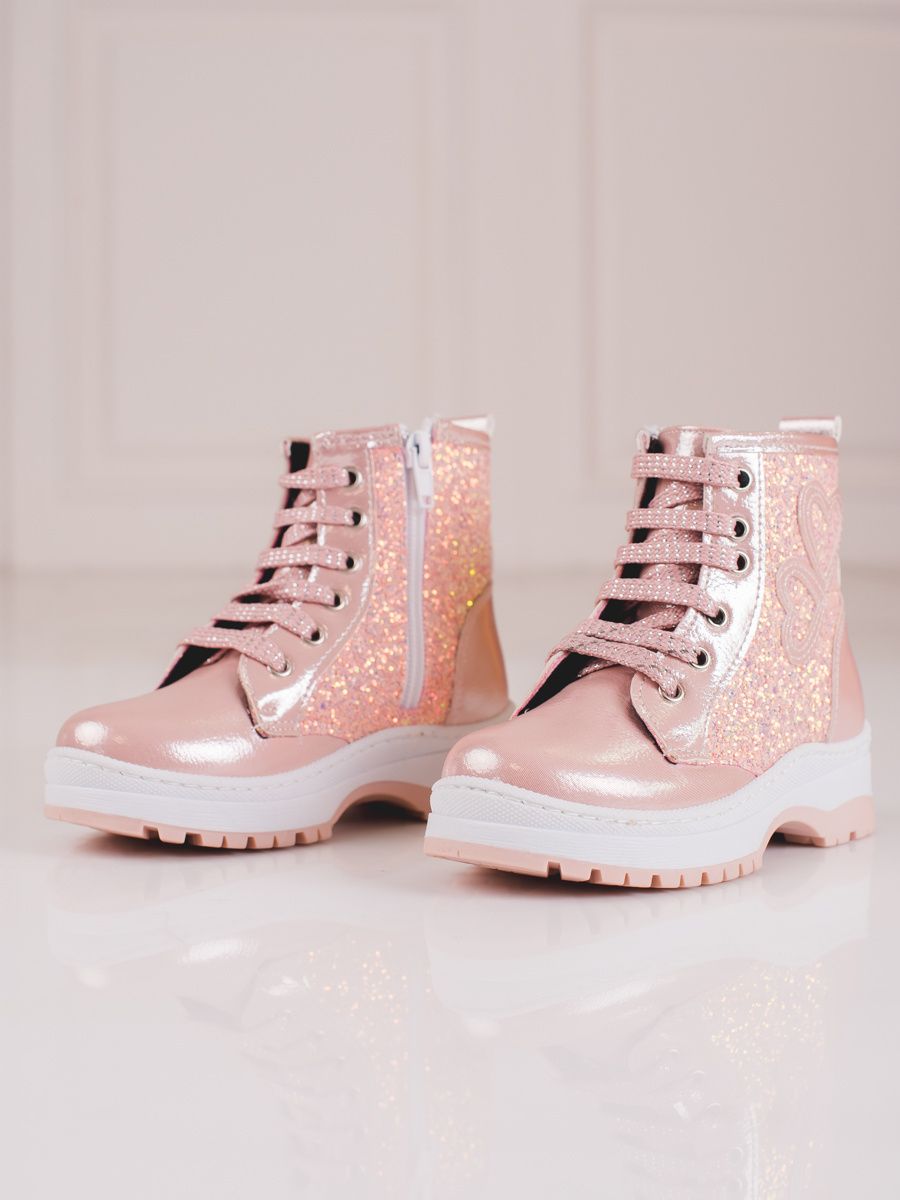 Pink children's boots with sequins