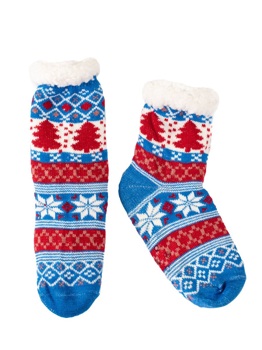 Women's winter warm socks blue/red