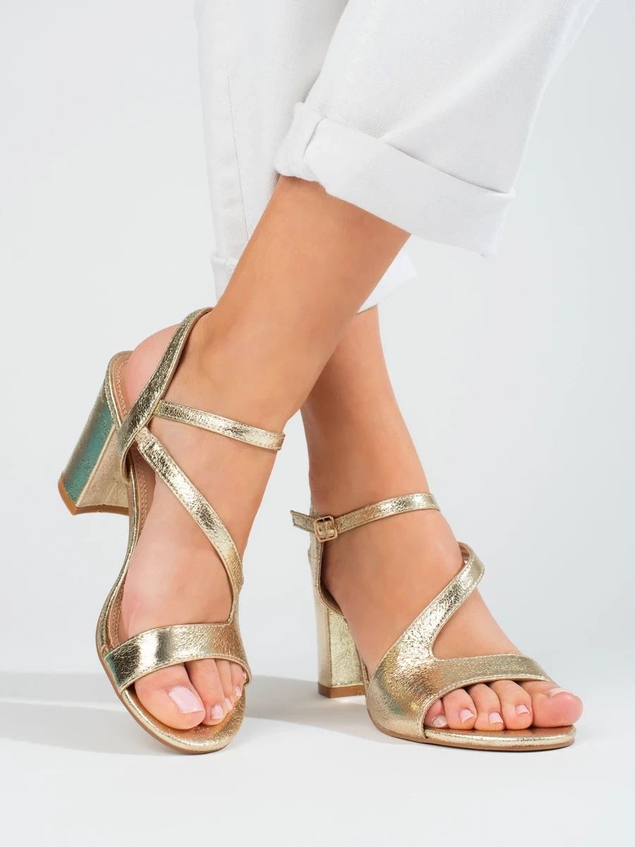 Elegant Gold Heeled Sandals