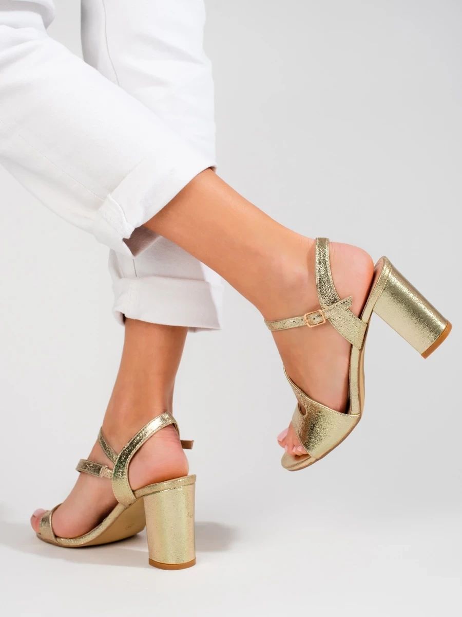 Elegant Gold Heeled Sandals