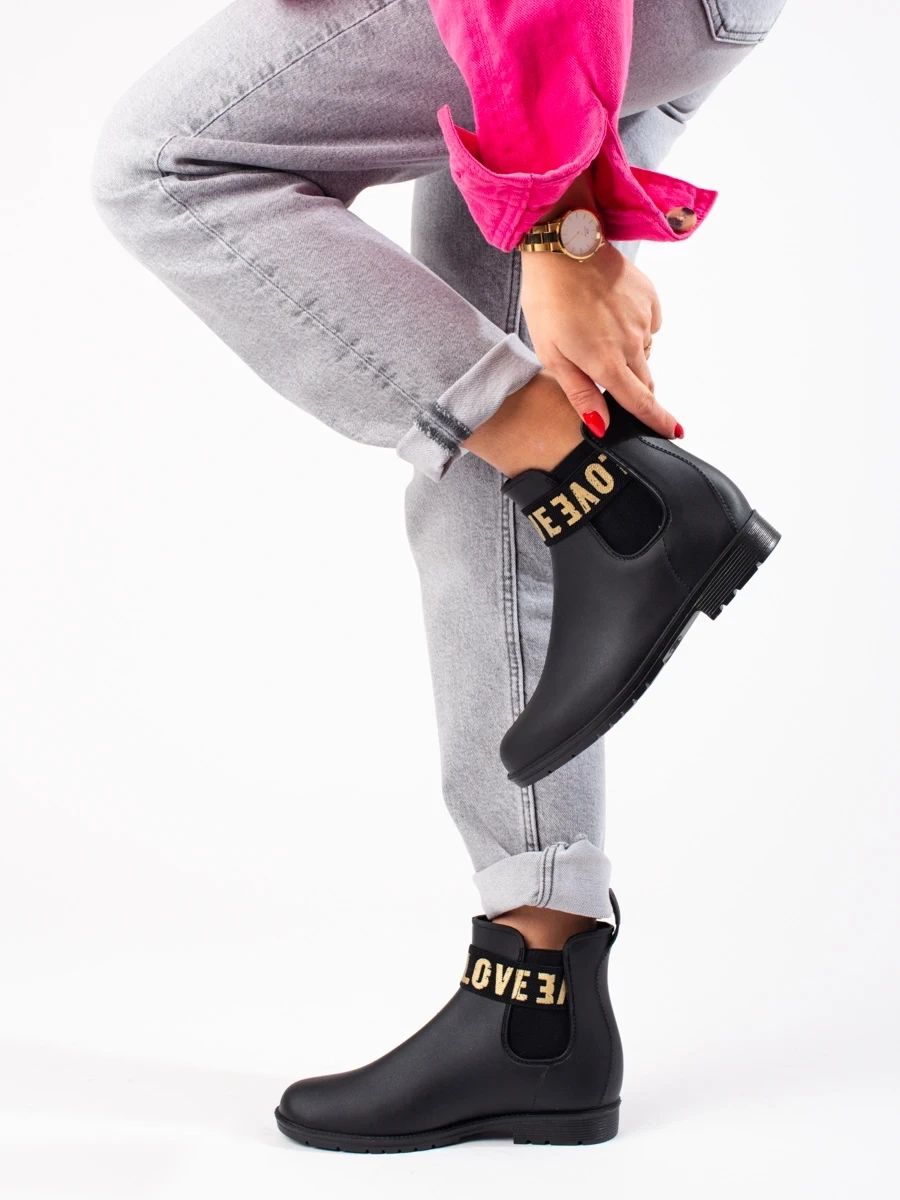 Black Women's Short Rubber Boots