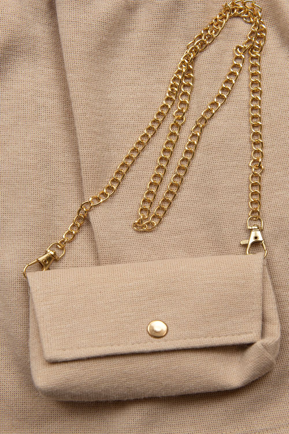 Beige girl's dress with drawstring waist