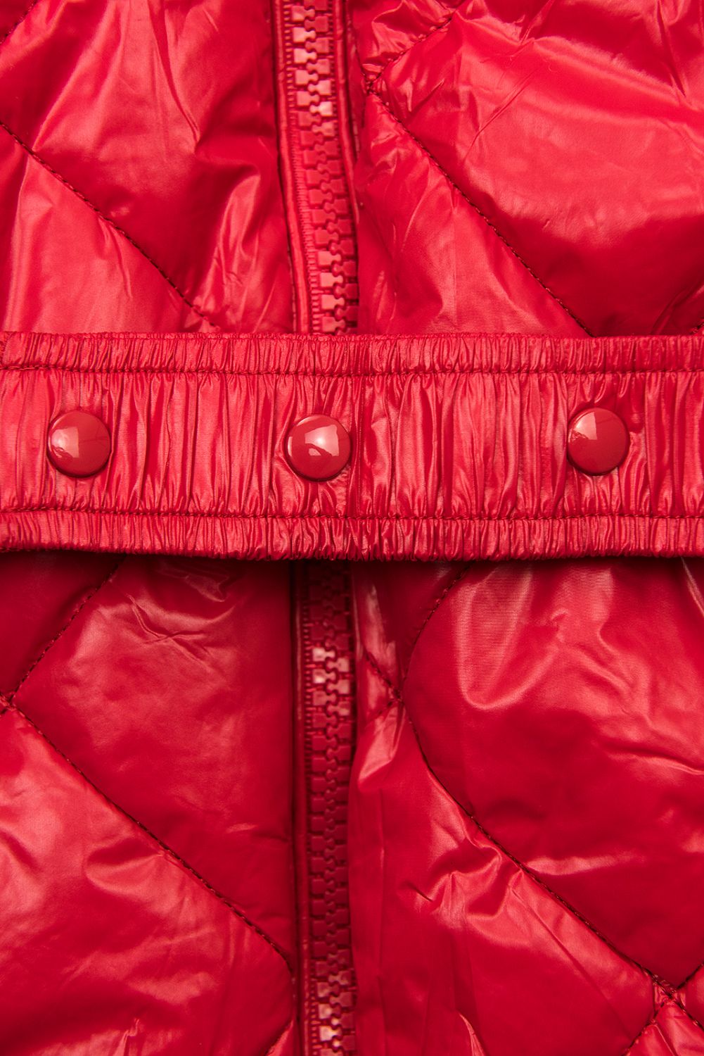 Belted winter jacket in red