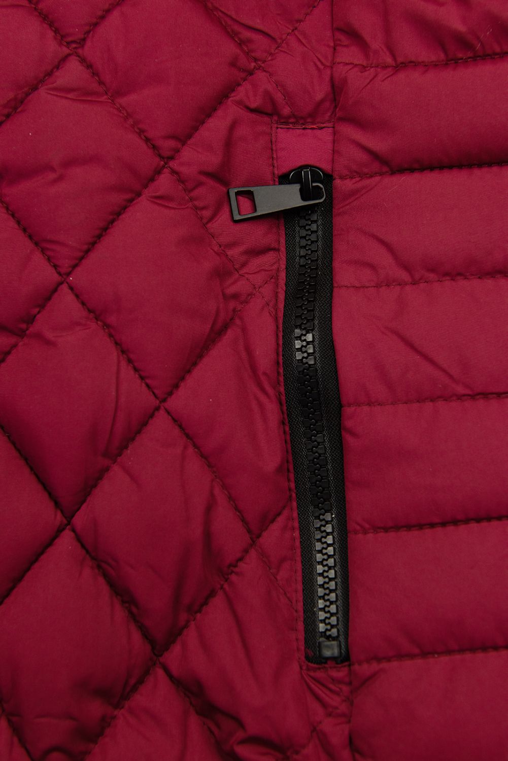 Wine red mid season quilted jacket