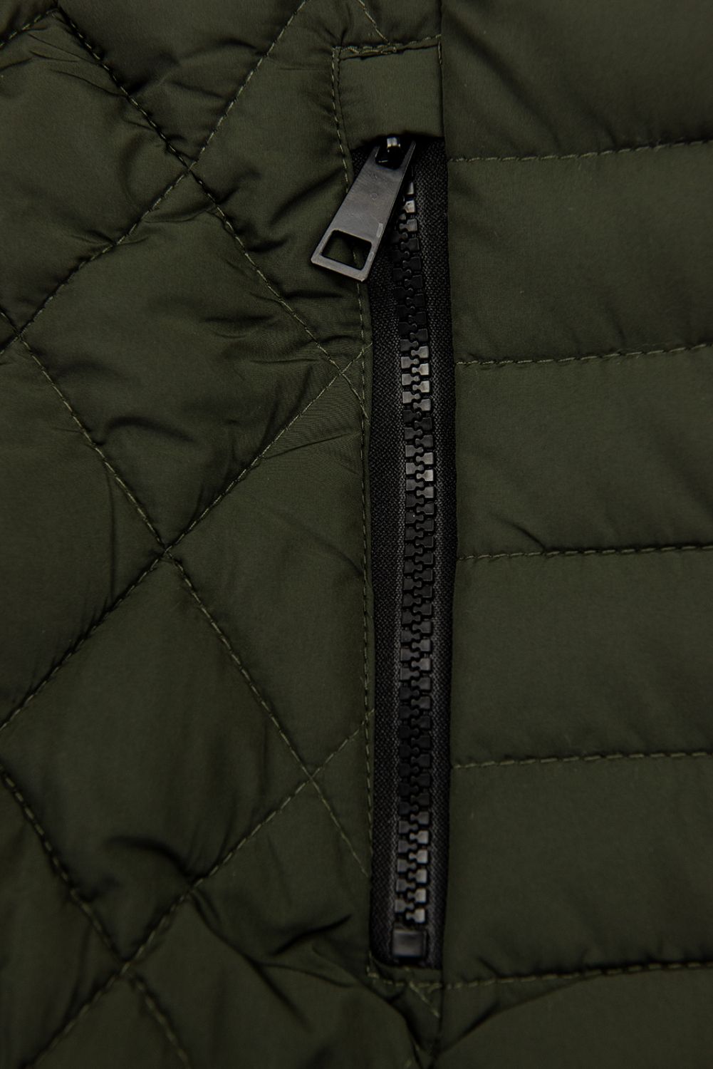Olive green mid season quilted jacket