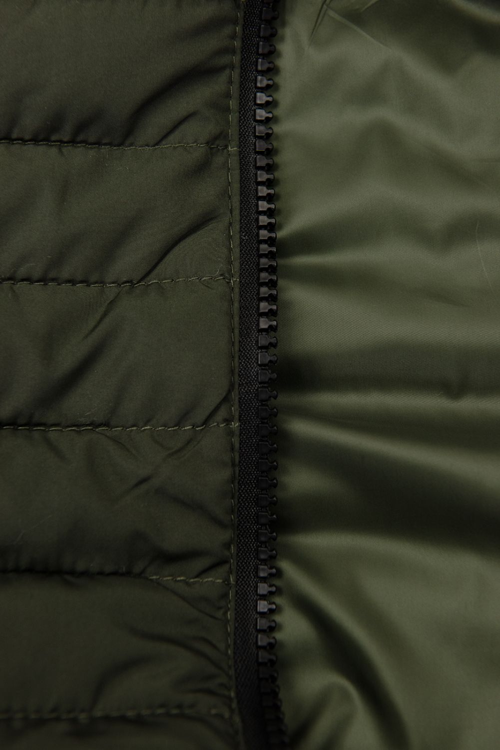 Olive green mid season quilted jacket