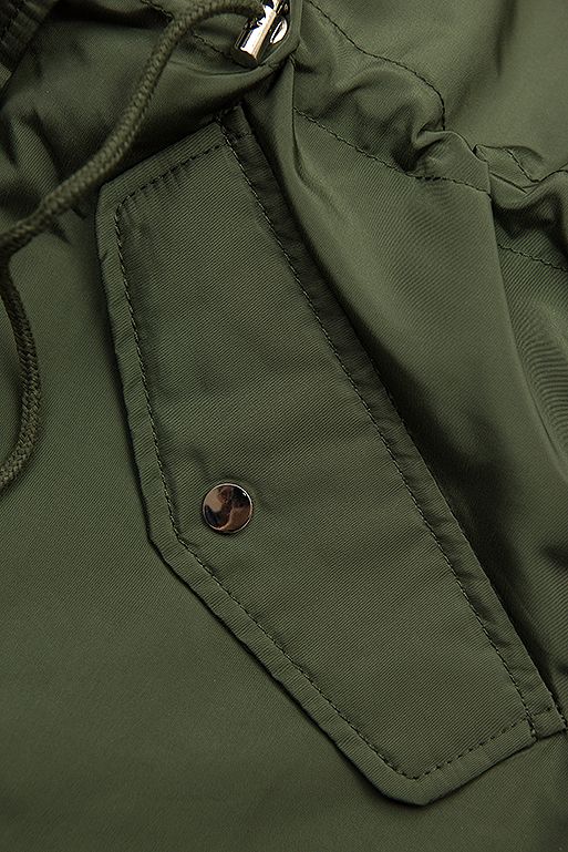Khaki basic spring parka jacket with a hood