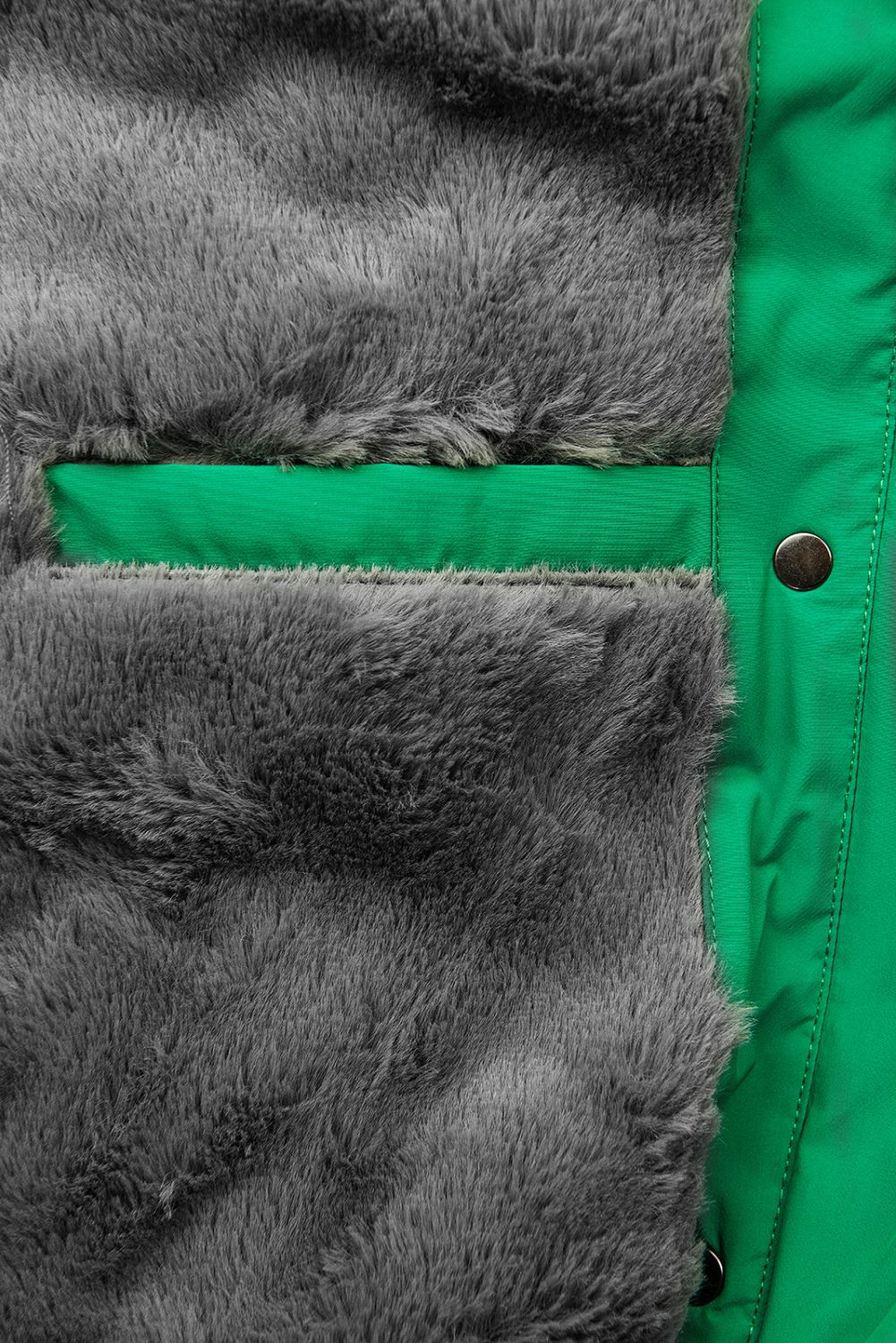 Green quilted winter jacket with plush