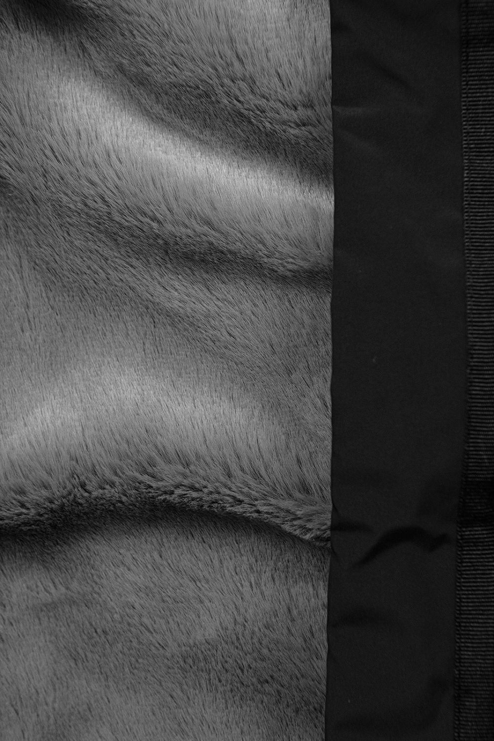 Black quilted winter jacket with plush