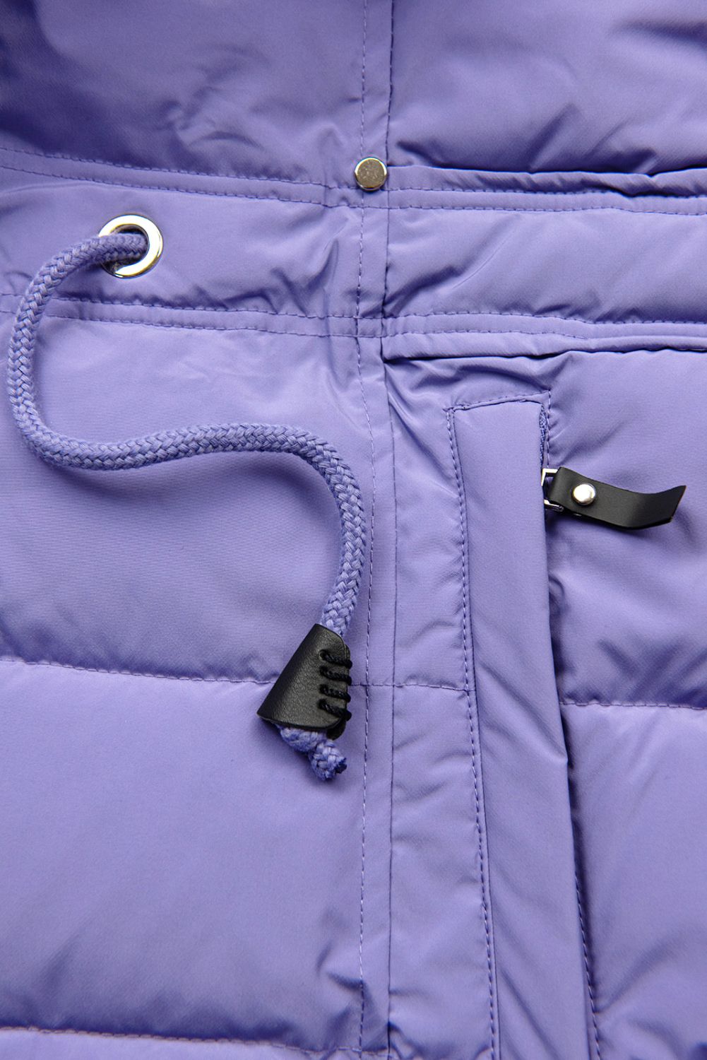 Purple winter jacket with drawstring waist