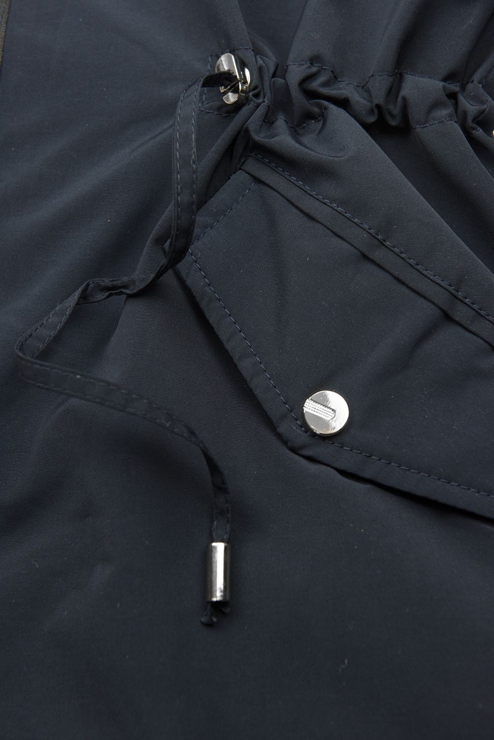 Navy-beige parka jacket with faux fur lining