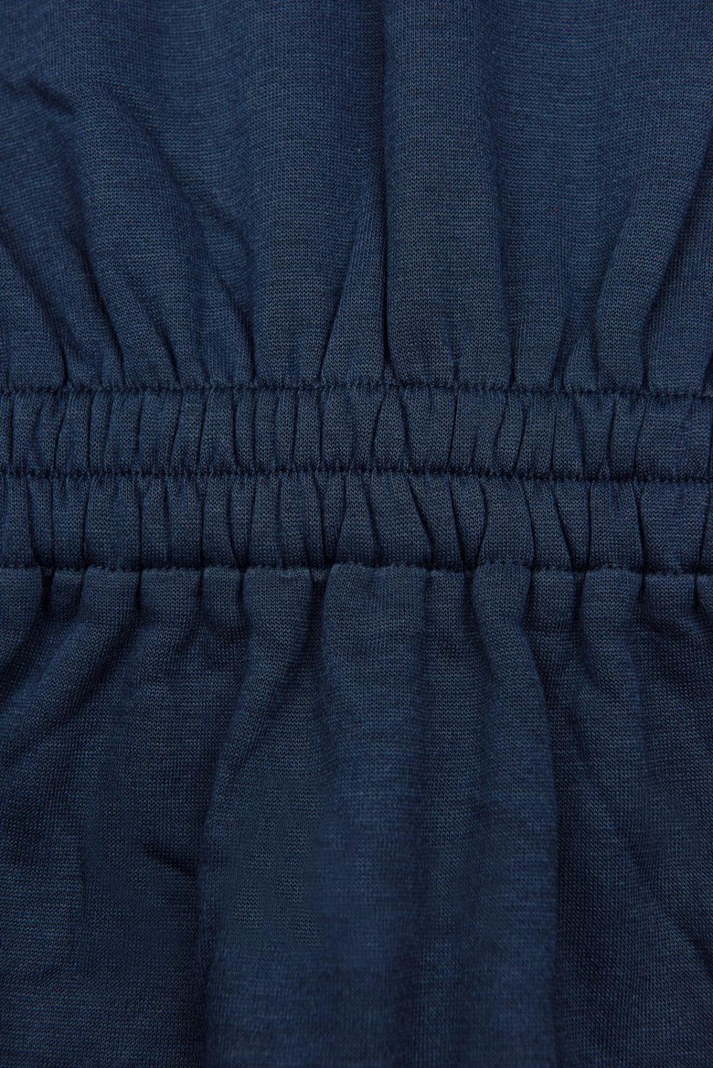 Navy elongated hoodie in shaped cut