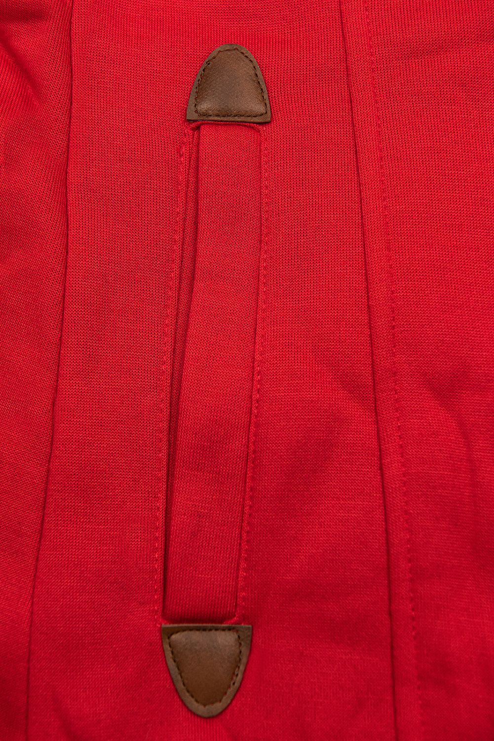 Red elongated hoodie in shaped cut