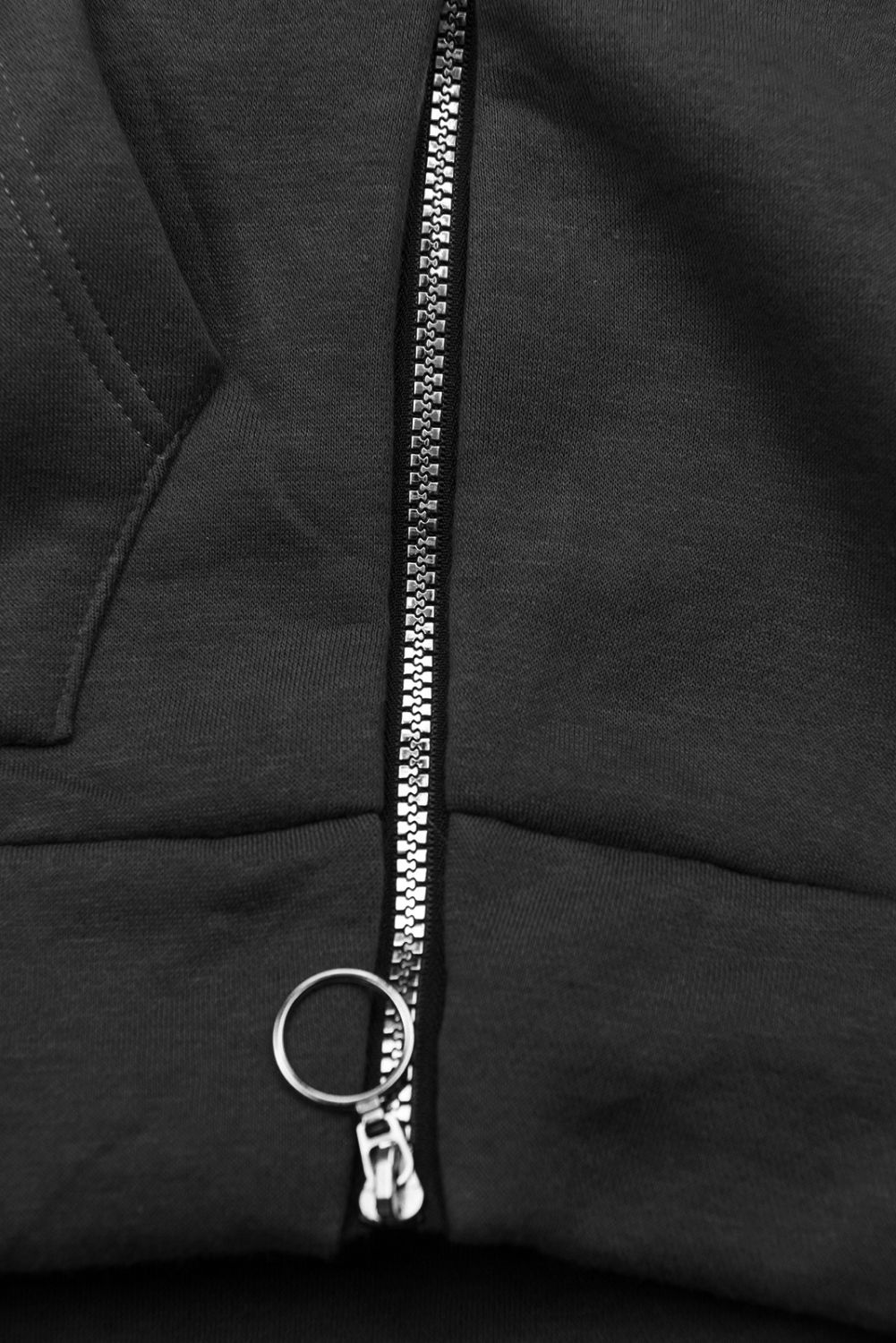 Black sweatshirt dress with velvet details