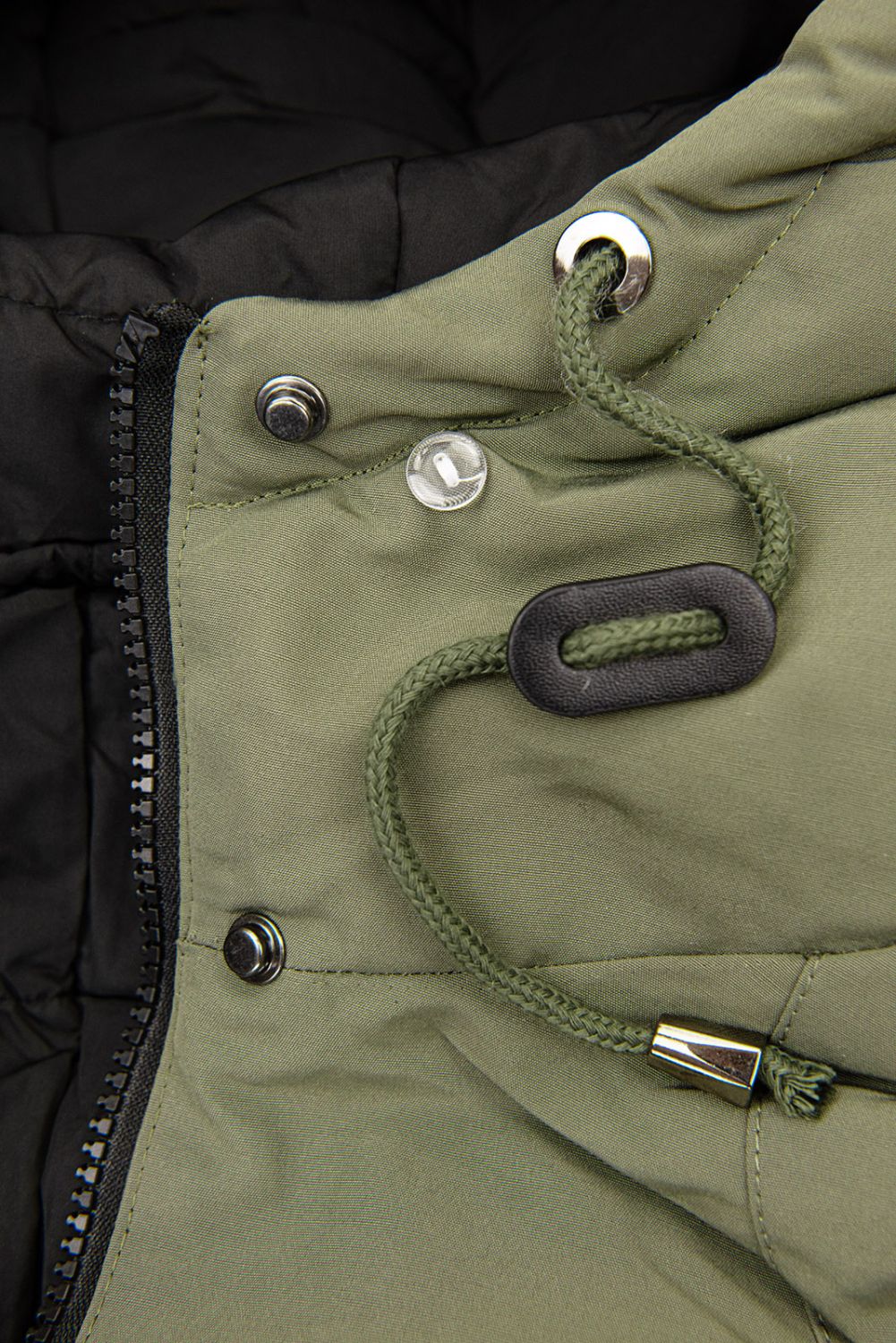 Reversible winter jacket with olive/black faux fur