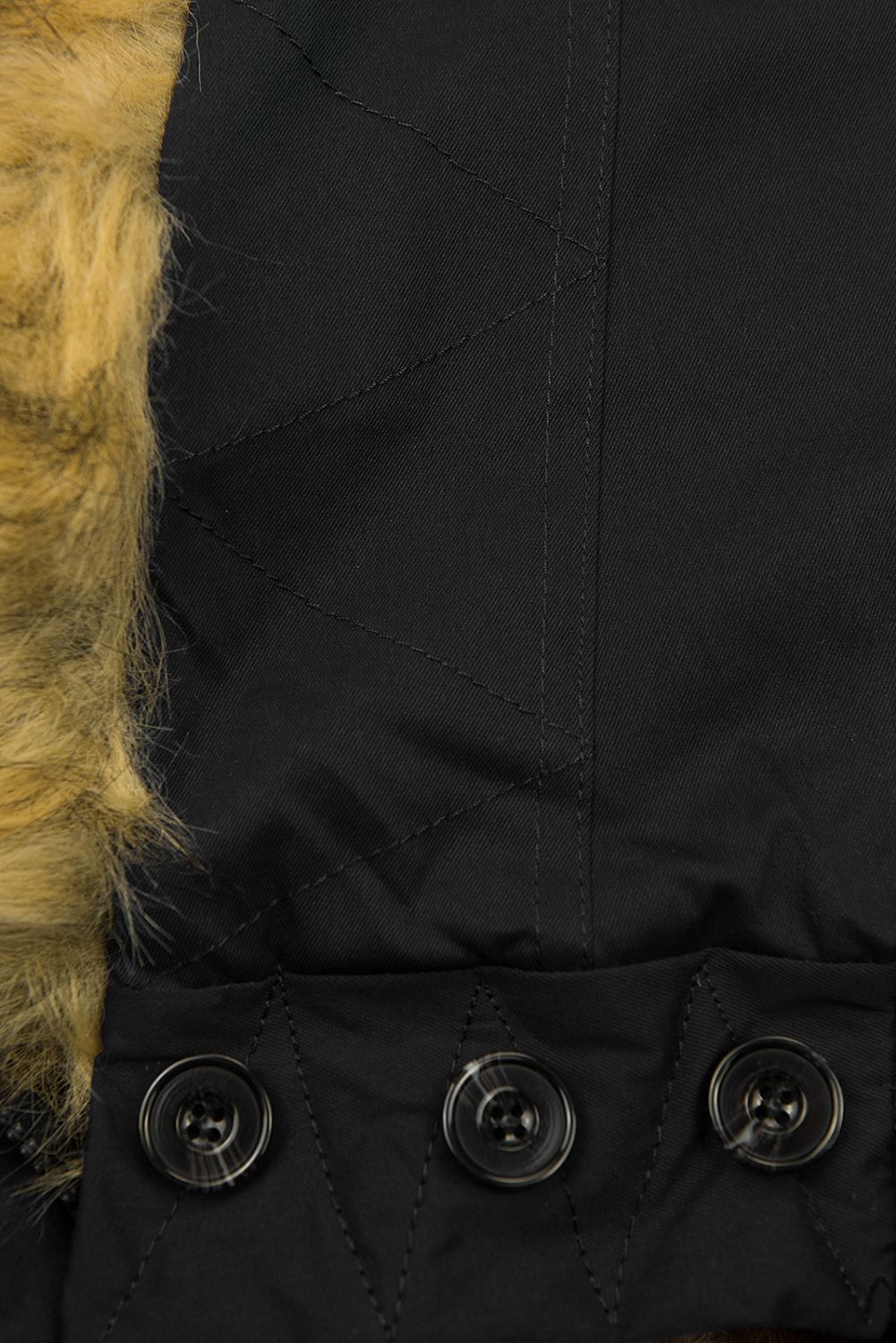 Black winter parka with high collar