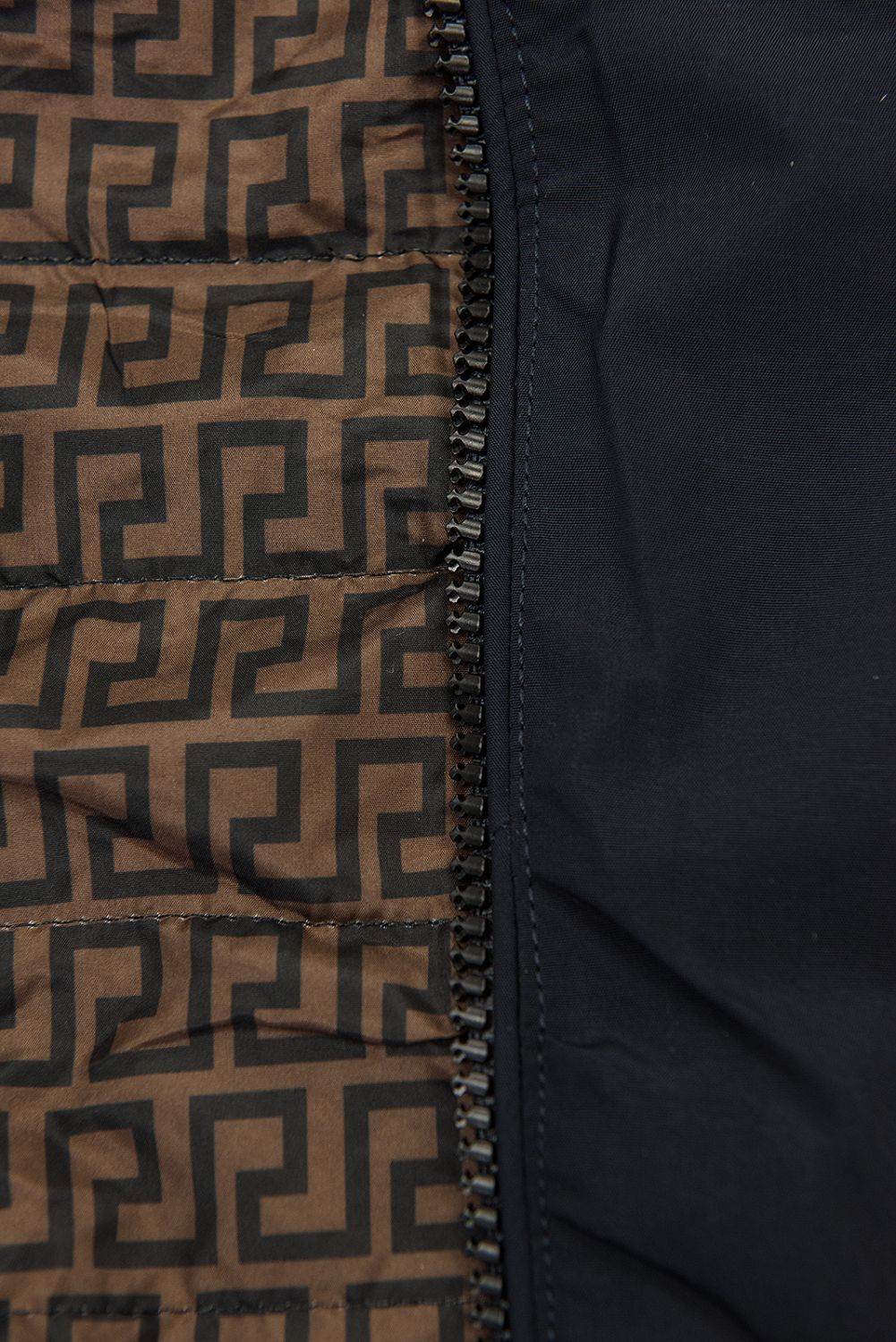 Reversible mid-season parka jacket navy/brown