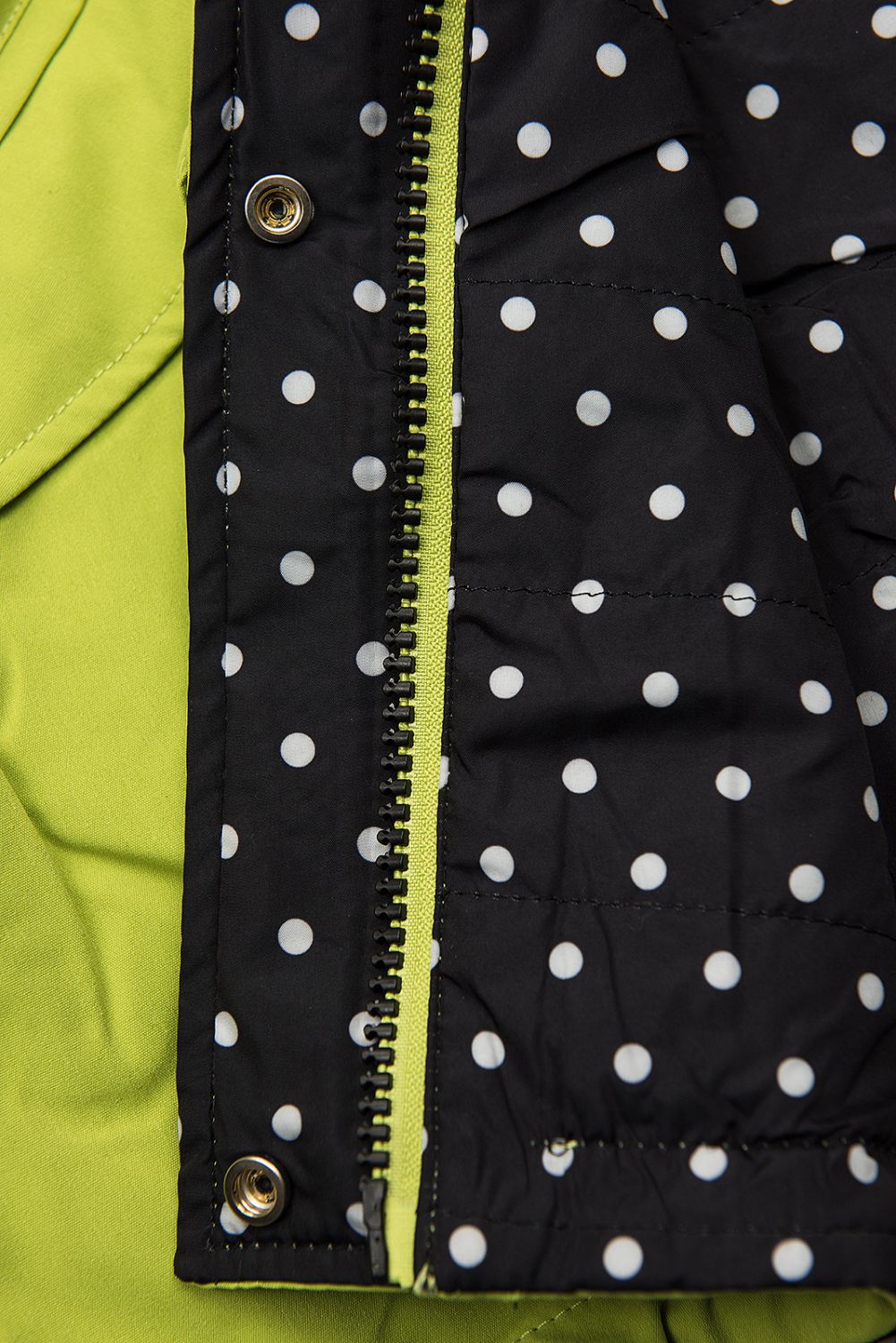 Reversible parka dots light green