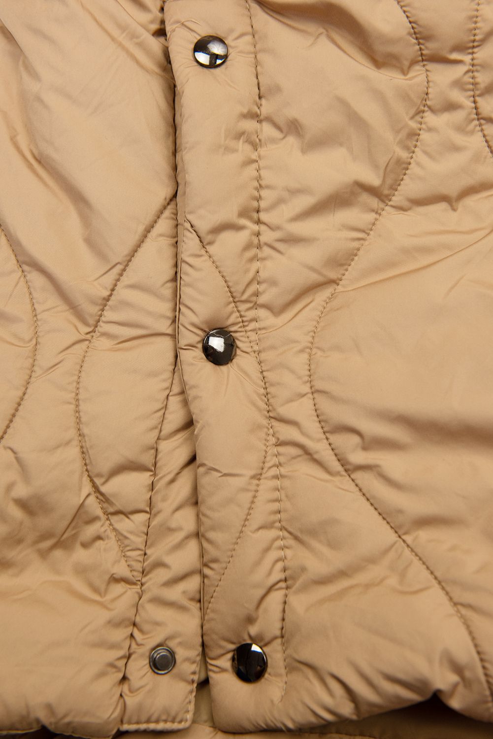 Beige quilted jacket with drawstring waist