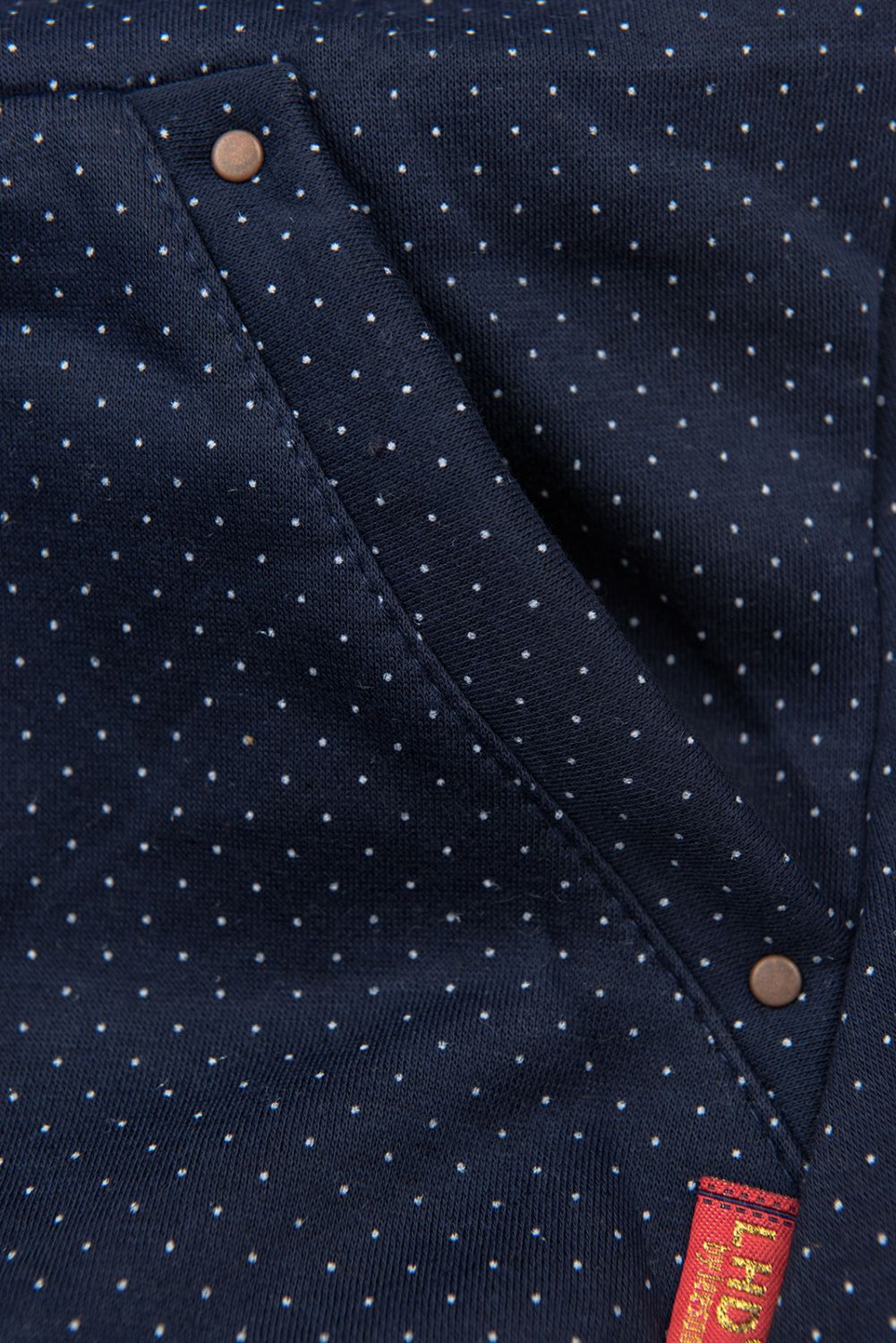 Elongated Polka dot hoodie in navy