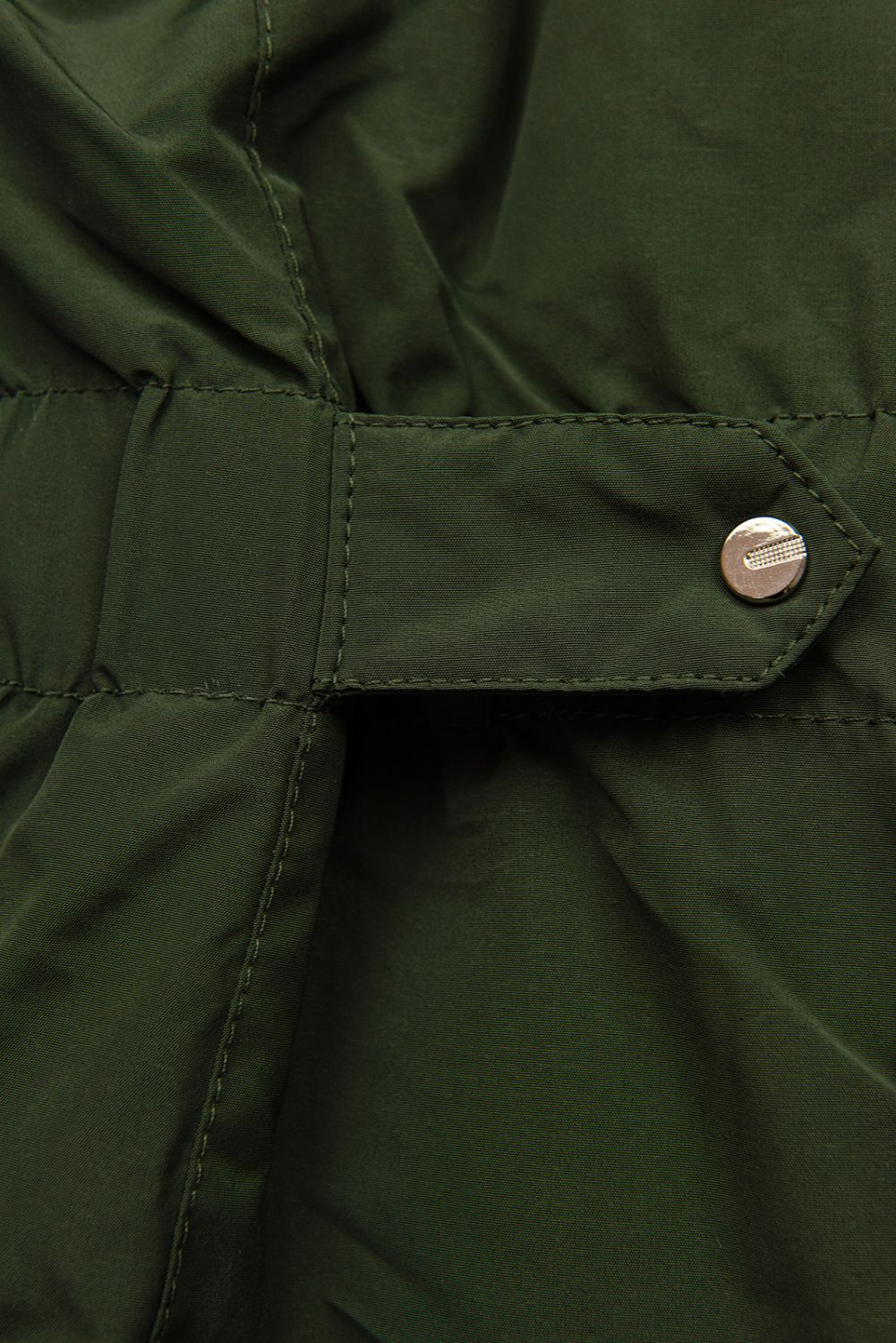 Long parka with faux fur dark green/beige