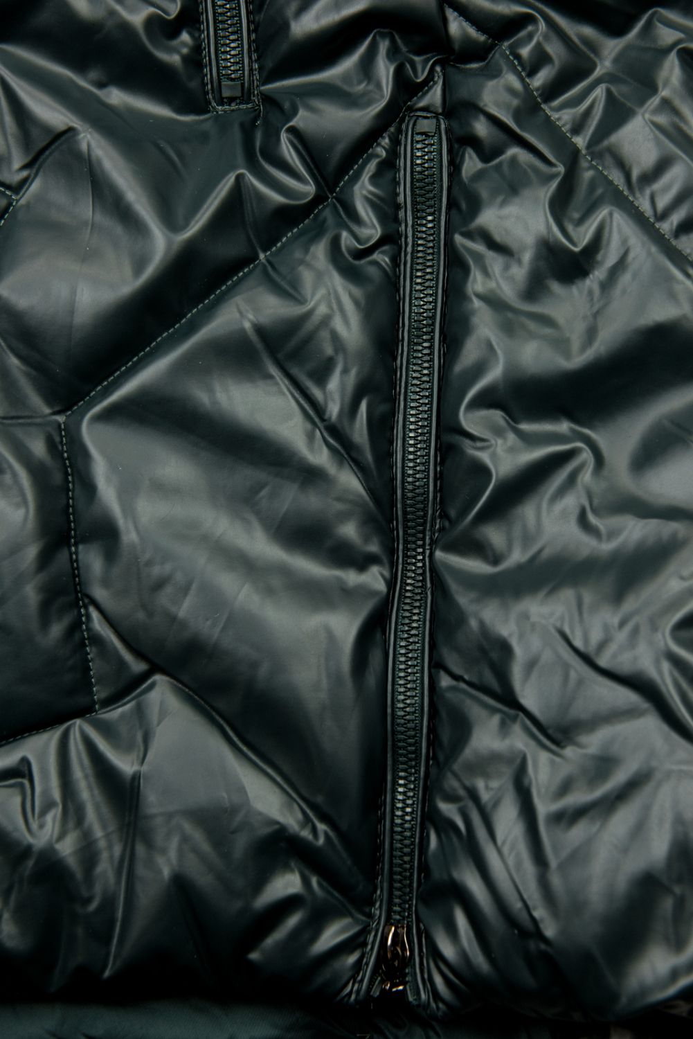 Dark green shiny winter jacket