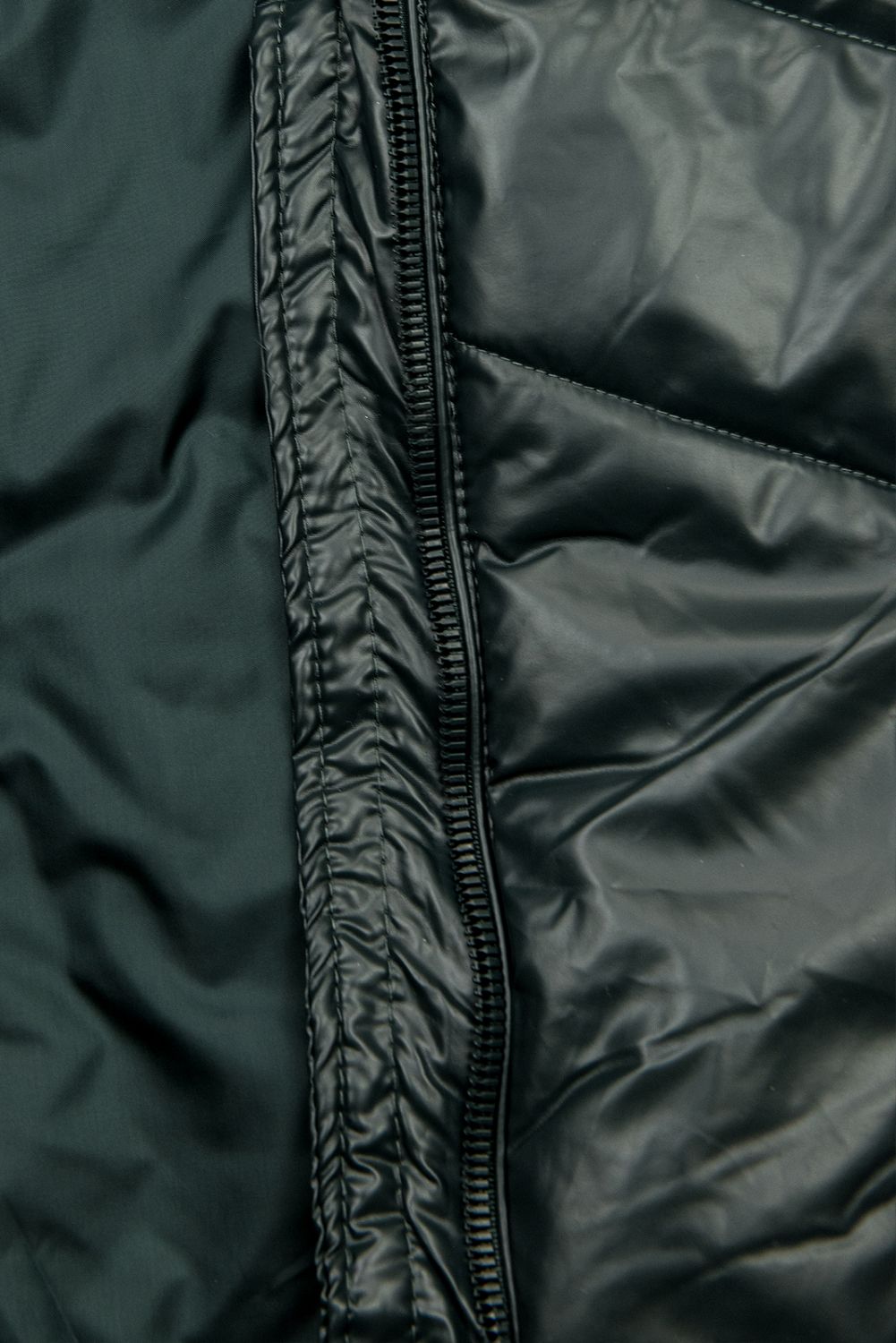 Dark green shiny winter jacket