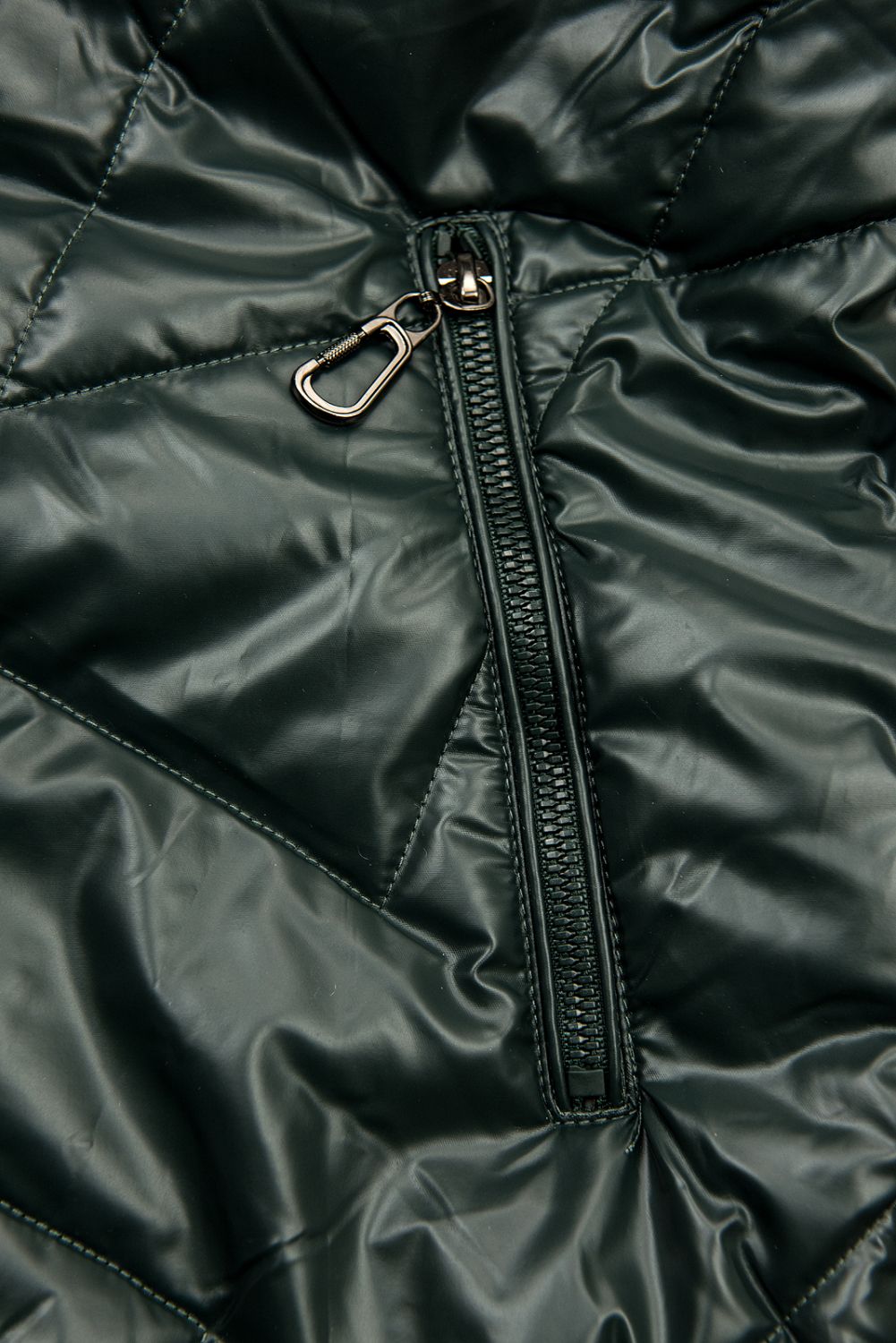 Dark green shiny winter jacket