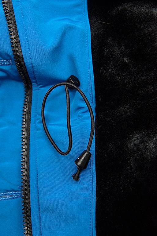 Cobalt blue winter jacket with a stand-up collar