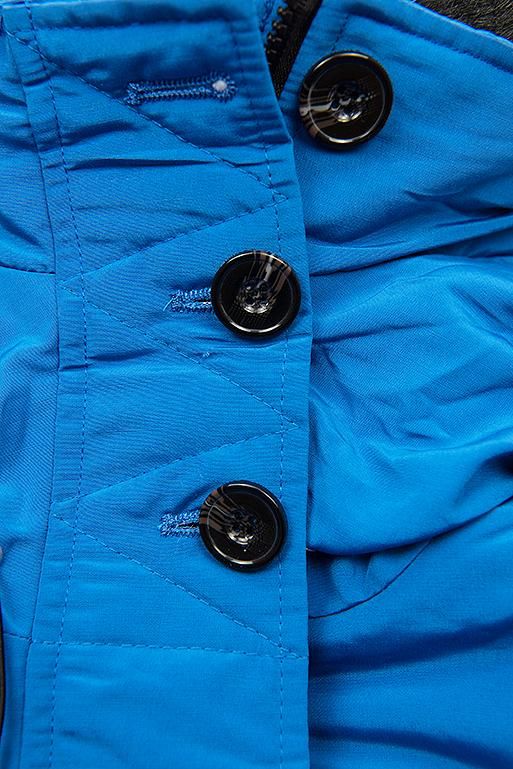 Cobalt blue winter jacket with a stand-up collar