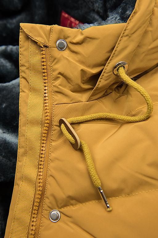 Yellow winter jacket with fleece lining