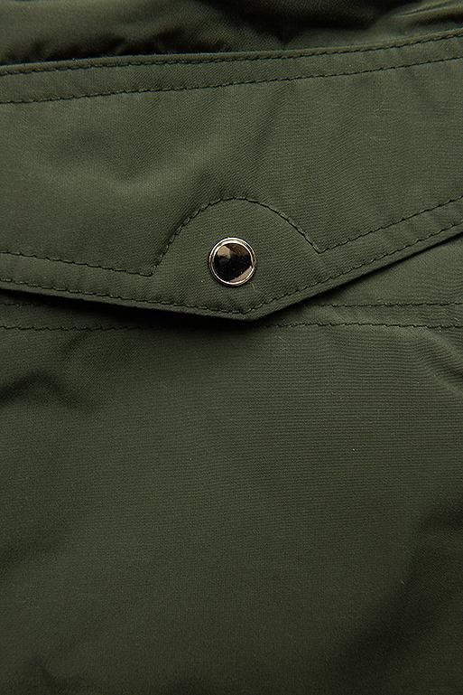 Parka jacket with removable fleece lining in khaki/white