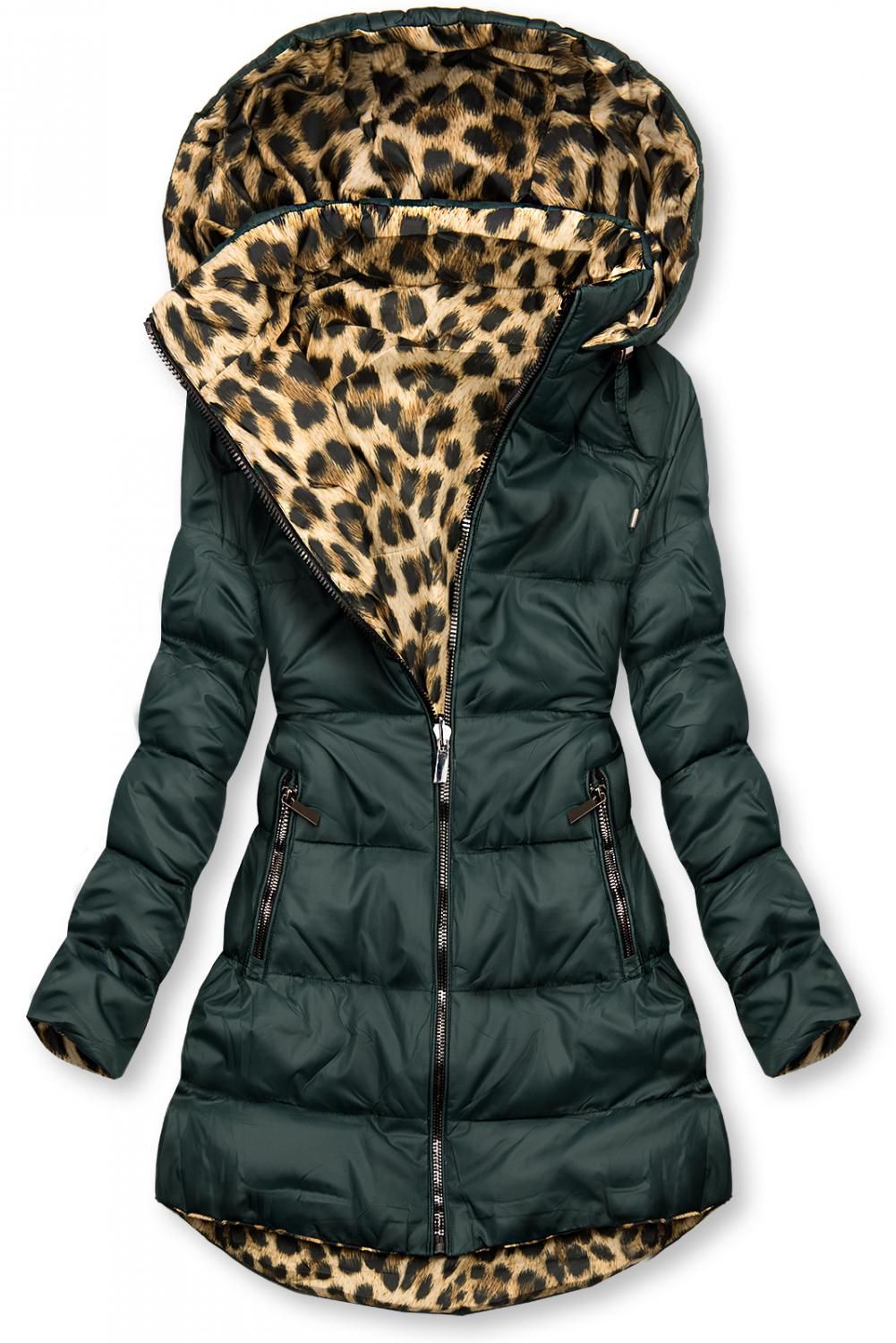 Green/leopard print reversible jacket