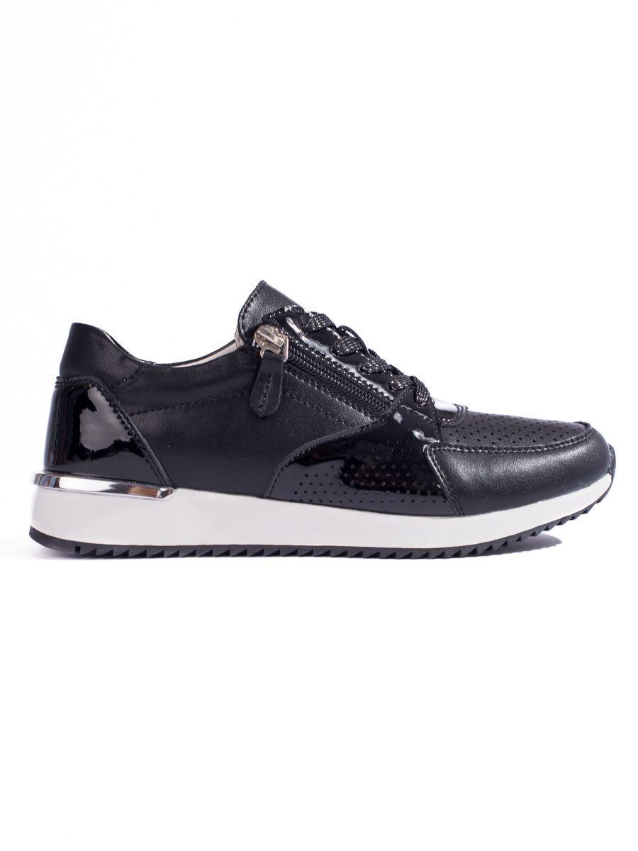 Black Leather Women's Sports Shoes