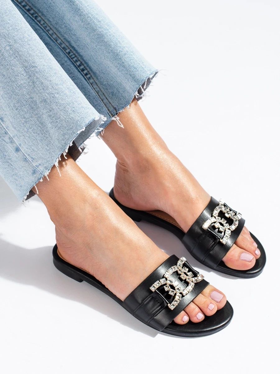 Elegant Black Sandals with Buckle
