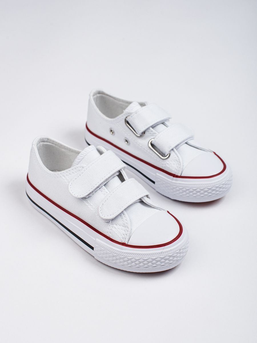 White children's sneakers with velcro