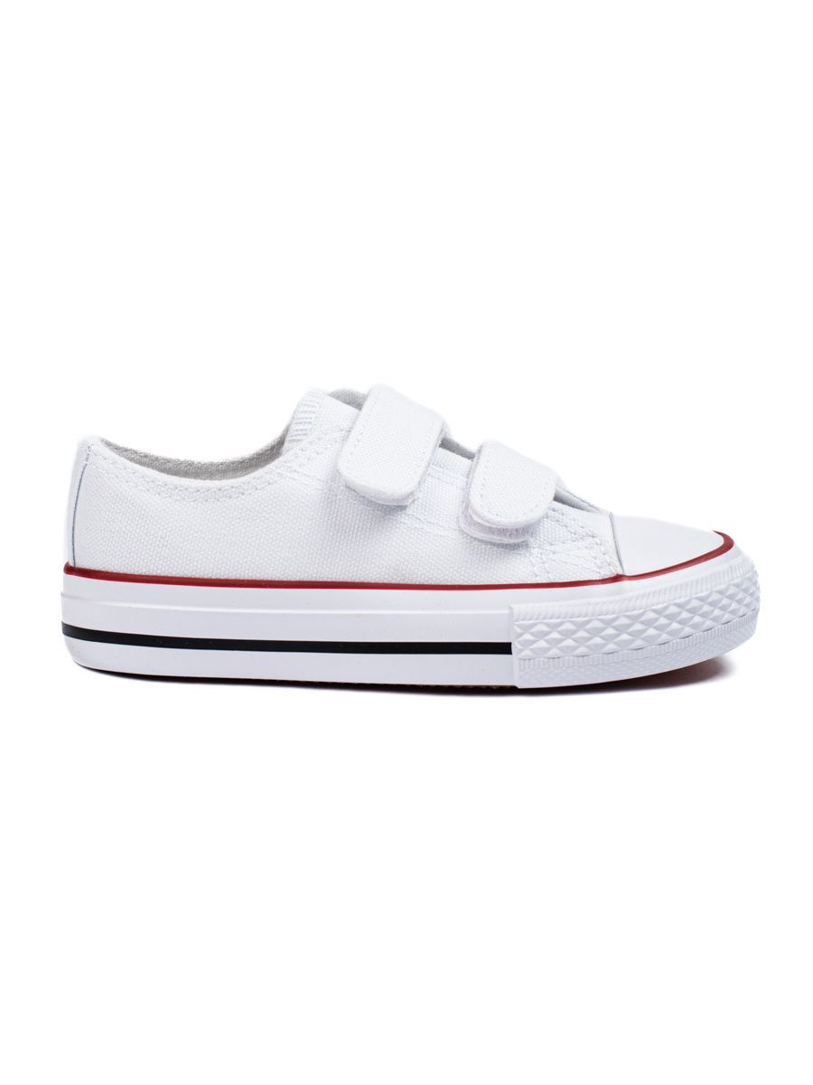 White children's sneakers with velcro