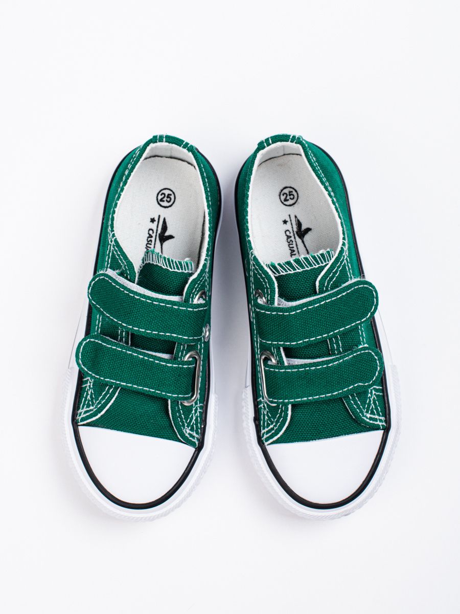 Green children's sneakers with velcro