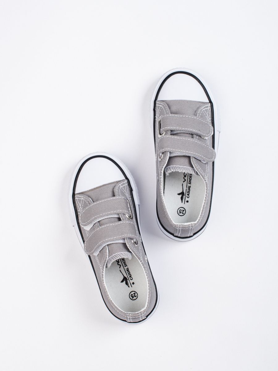 Grey children's sneakers with velcro
