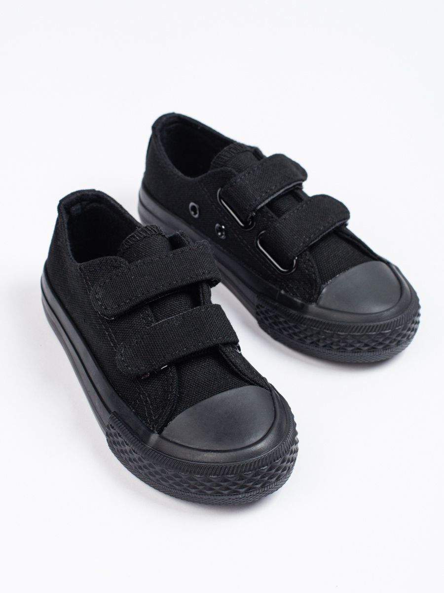 Black children's sneakers with velcro