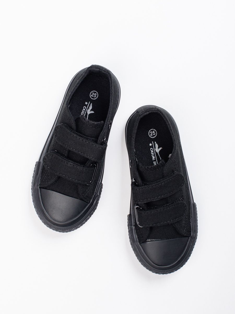 Black children's sneakers with velcro