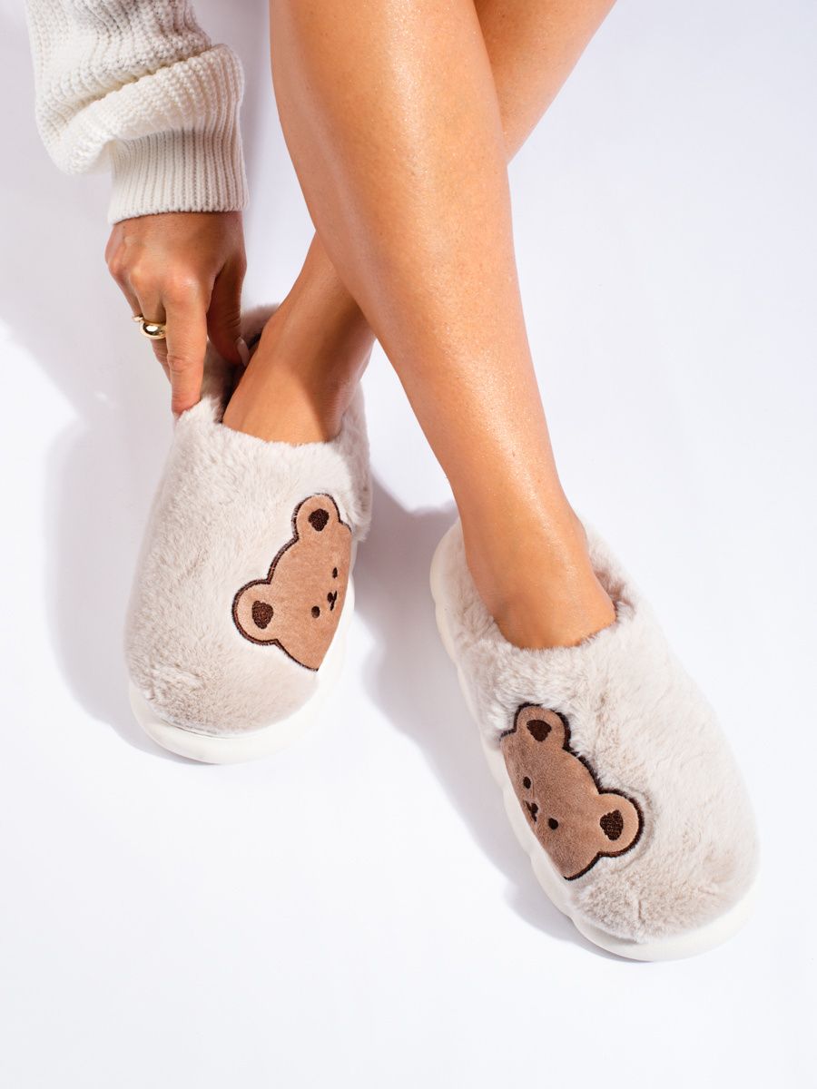 Beige women's slippers BEAR