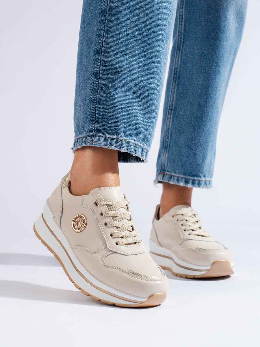 Sports -elegant sneakers beige/gold