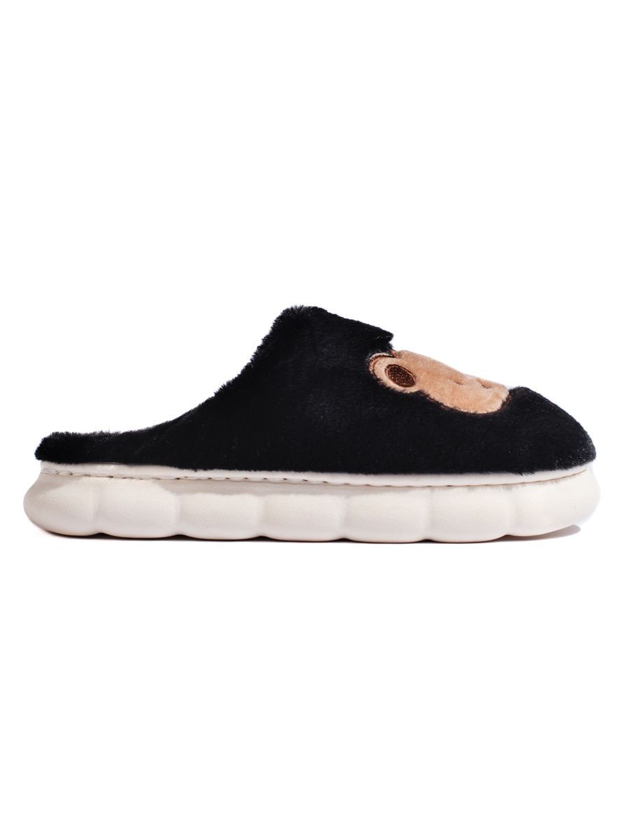 Black fur slippers TEDDY