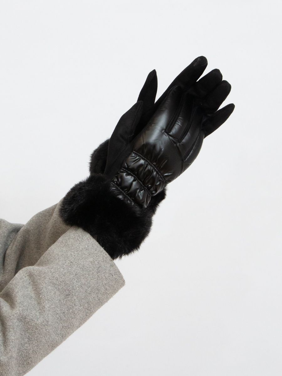 Shiny black women's gloves