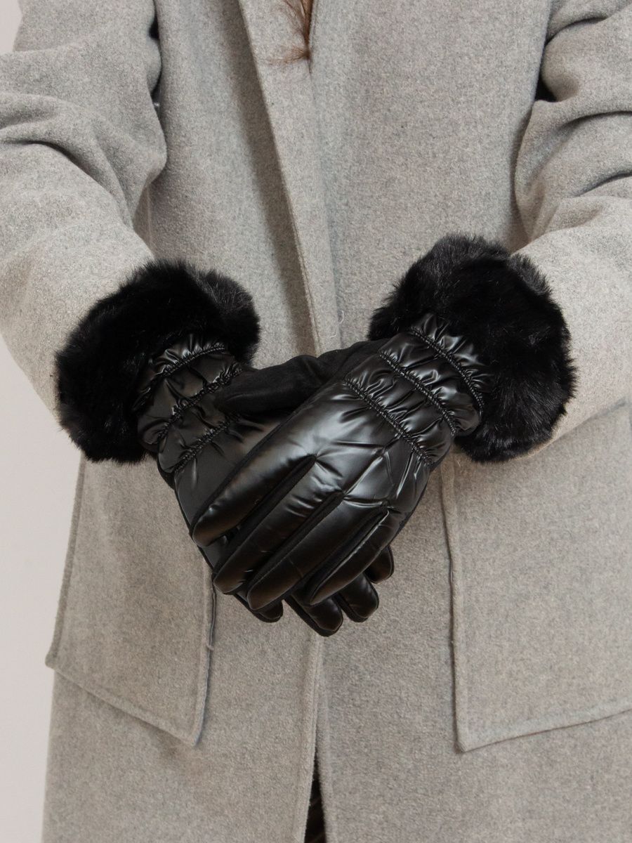 Shiny black women's gloves