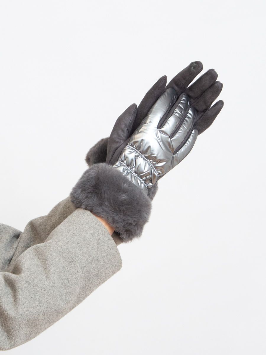 Shiny silver women's gloves