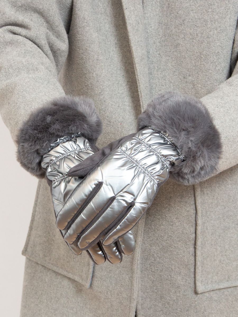 Shiny silver women's gloves