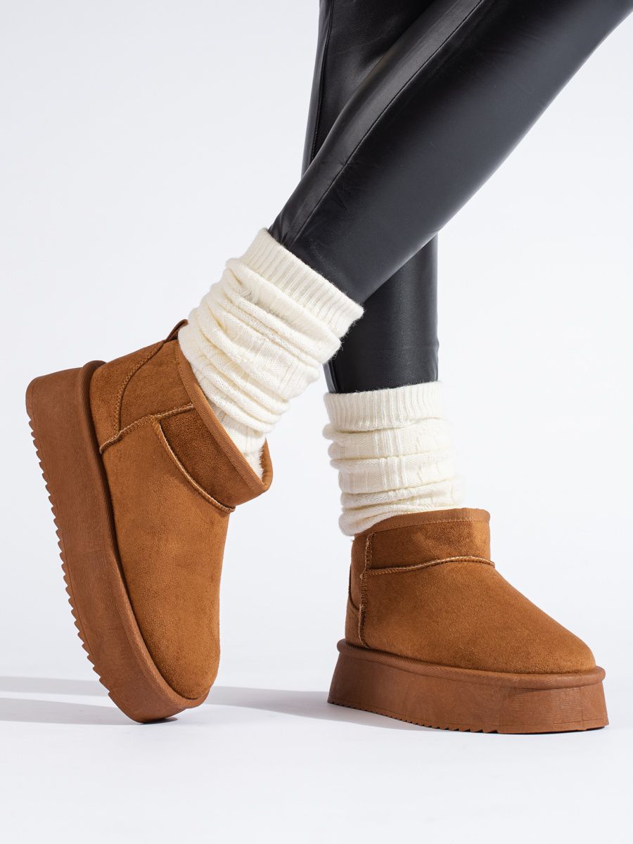 Winter low brown snow boots